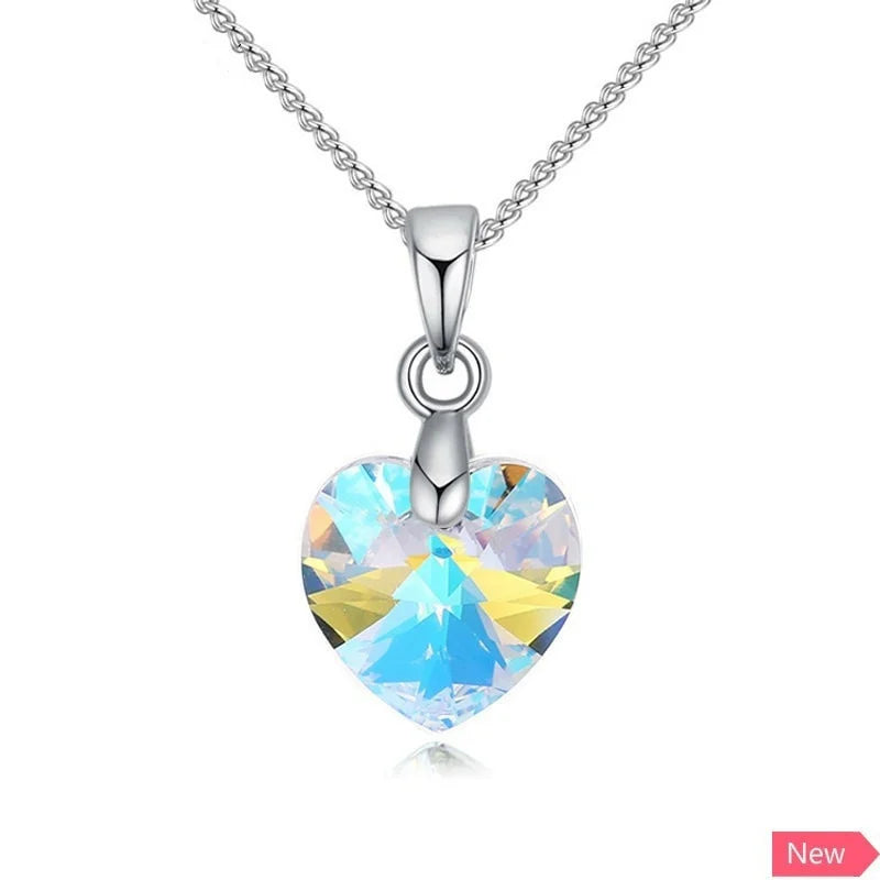 Heart Necklaces Pendant Crystals for Women Girls Gift Silver Chain Girl Jewelry additional angle