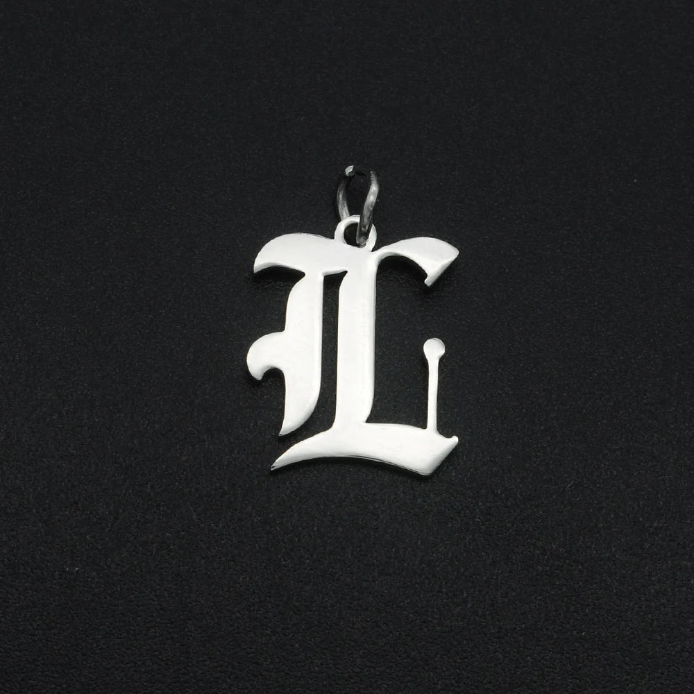 316 Stainless Steel Old English Letter Charms | DIY Alphabet Jewelry Findings for Bracel detail view