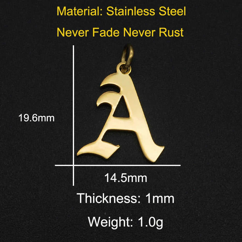 316 Stainless Steel Old English Letter Charms | DIY Alphabet Jewelry Findings for Bra lifestyle view