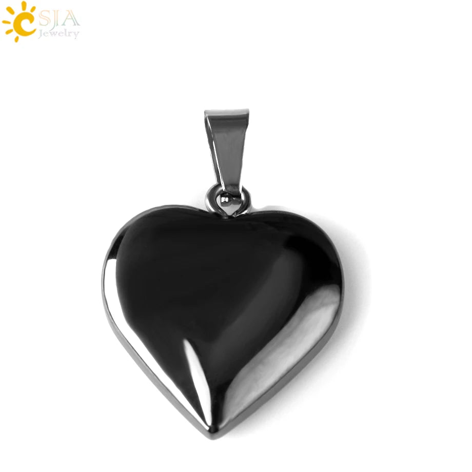 Natural Stone Heart Pendant Necklace | Crystal Healing Jewelry for Women additional angle