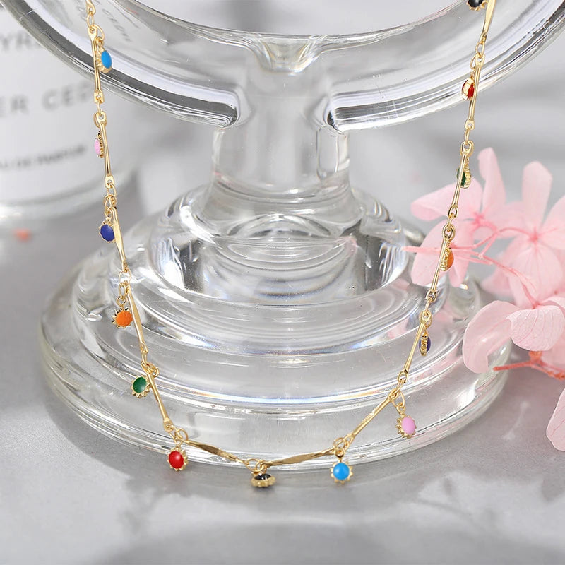 Fashion Simple Candy Color Tassel Necklace for Women Aesthetic All-match Pendant Jewel close-up view