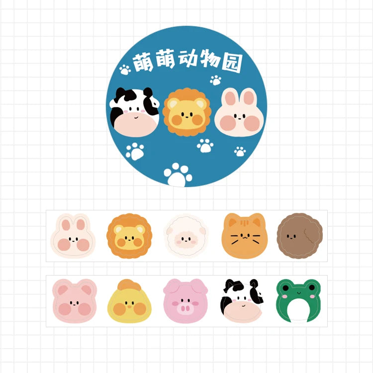 Kawaii Cartoon Washi Tape Stickers | 100pcs Roll Decorative Adhesive Masking Tape for close-up view