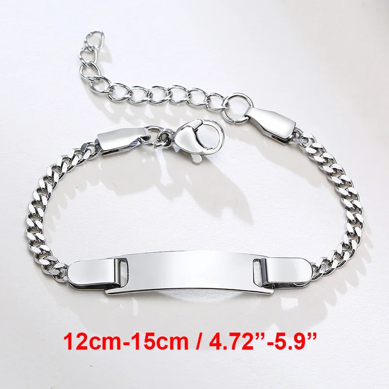 Personalized Baby Bracelet Gift | Custom Stainless Steel Name Bracelet close-up view