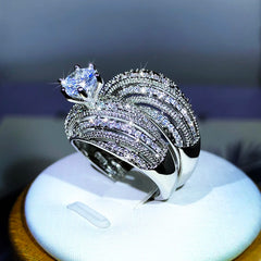 Luxury Double Set Ring High-Grade Zircon Plated Real Gold Men's And Women's Rings Party detail view