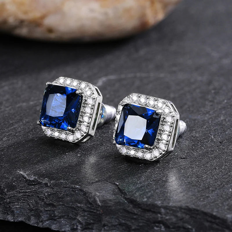 Huitan Rectangle/Square Green Cubic Zircon Stud Earrings Women Elegant Party Accessor alternate view