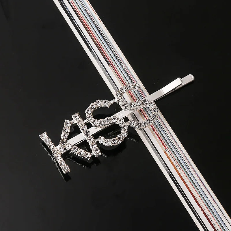 Simple Letter Rhinestone Hairpins Women Hair Clips Pins Barrettes Accessories For Wom lifestyle view