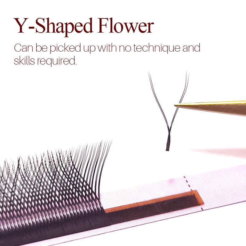 Y Shape Premade Fans Eyelash Extensions | 2D YY Lashes for Salon Use detail view