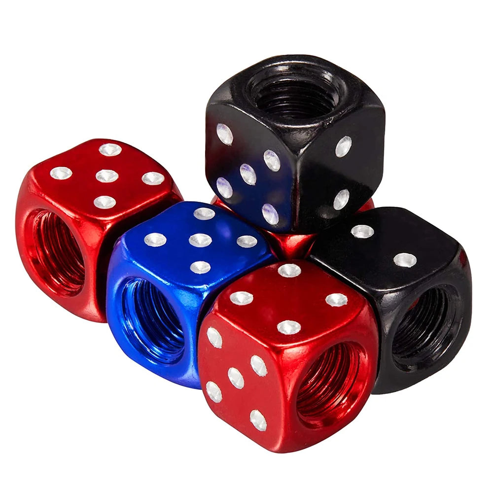 Aluminum Valve Stem Caps Set of 4 Car Bike Motorcycle close-up view
