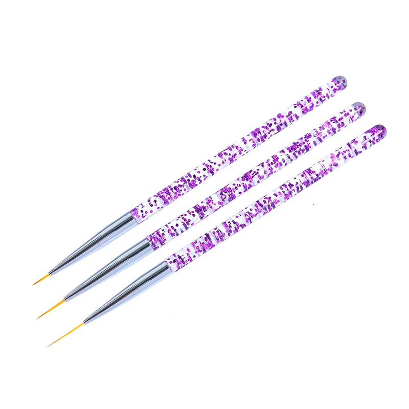 3pcs/Set Acrylic French Stripe Nail Art Line Painting Pen 3D Tips Manicure slim Line alternate view