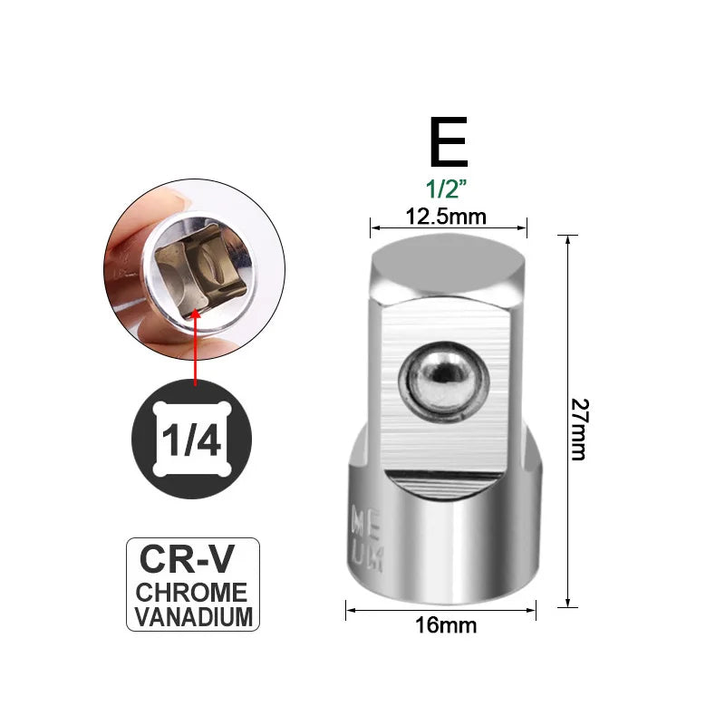 Ratchet Wrench Socket Adapter Set 1/2 to 3/8 to 1/4 | Drive Size Converter detail view