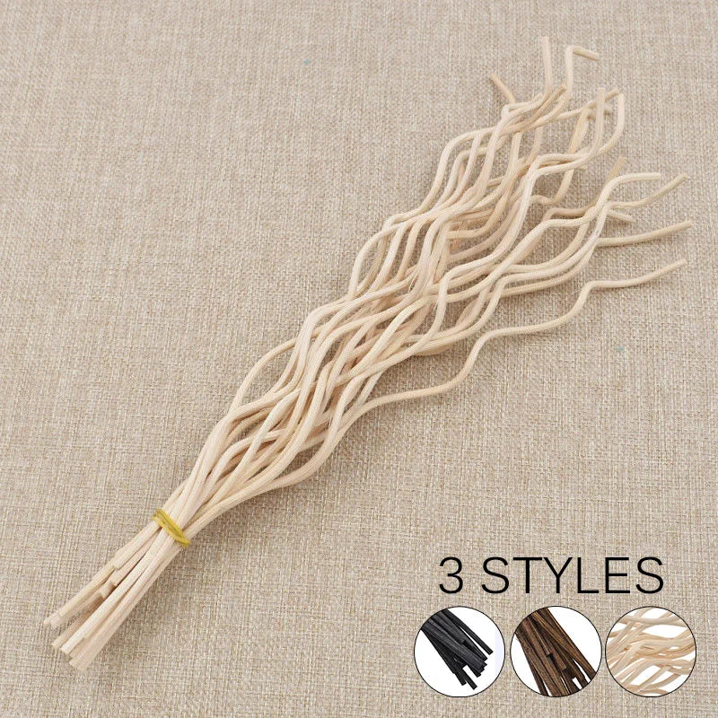 20Pcs Long Wavy Rattan Diffuser Sticks | Natural Reed Refills for Home Fragrance close-up view