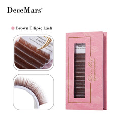 DeceMars Brown Matte Ellipse Flat Eyelash Extensions | Soft Tip Individual Lashes for Na detail view