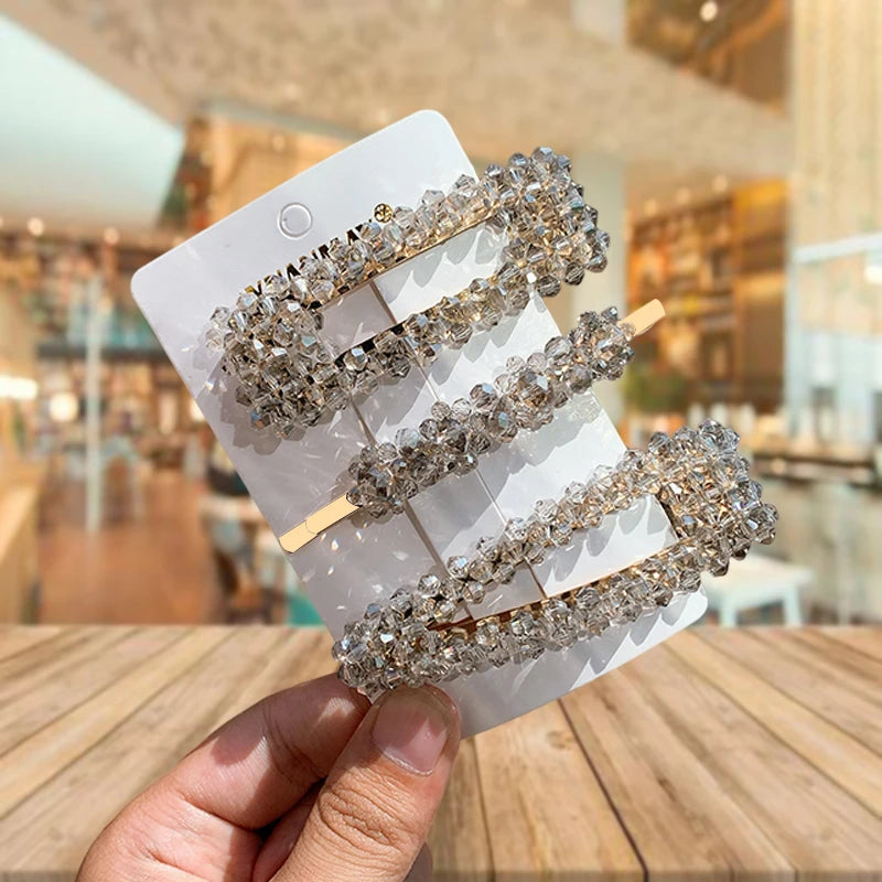 Fashion Women Rhinestone Hair Clips Full Crystal Hairclip Metal Ponytail Holder Hairpins Hair Accessories For Women