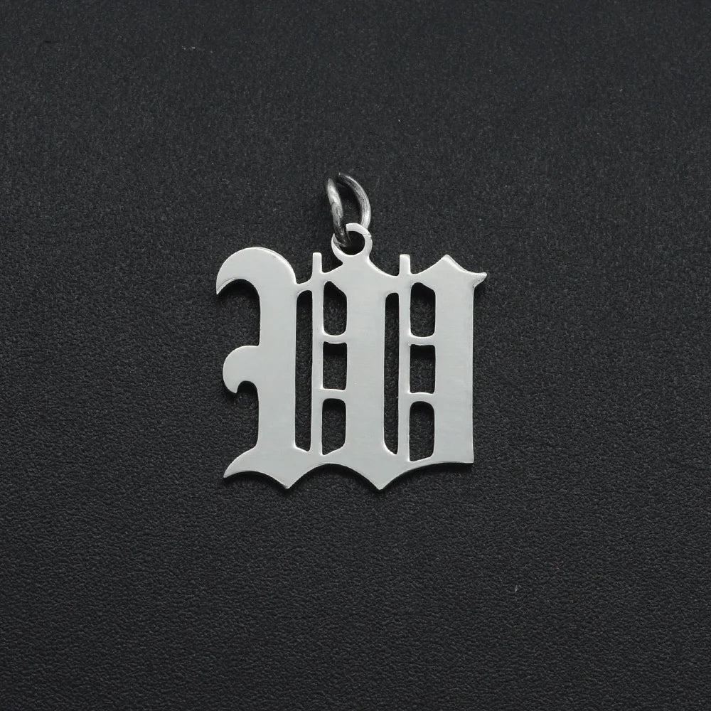 316 Stainless Steel Old English Letter Charms | DIY Alphabet Jewelry Findings for Bracel detail view