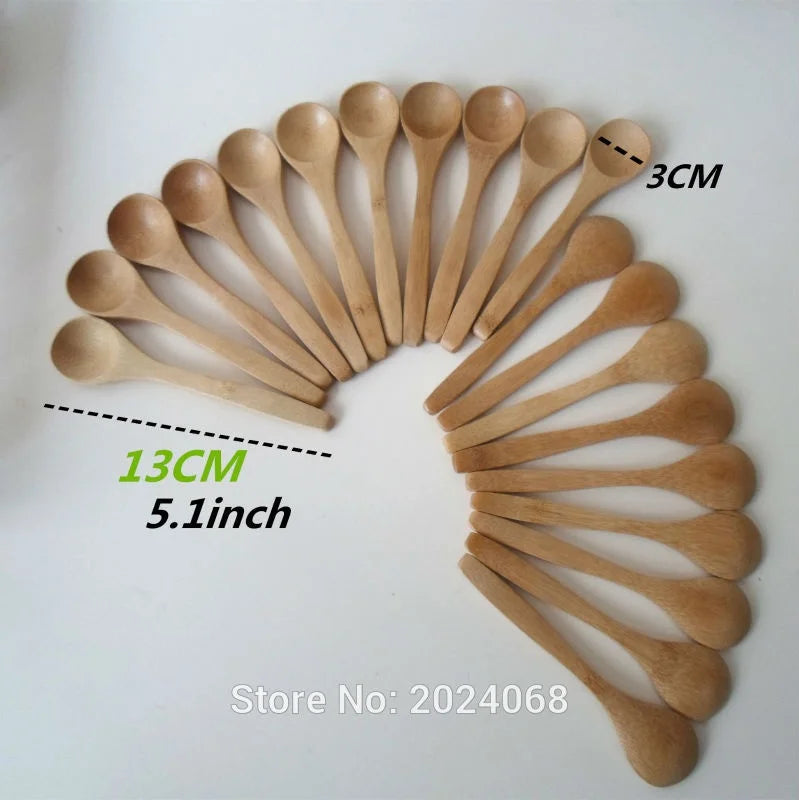 10 Piece Wooden Honey Spoon Set | Eco Friendly Bamboo Kitchen Condiment Scoop detail view