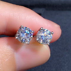 Huitan Round Cubic Zirconia Crystal Stud Earrings Women/Men Daily Wear Accessories Simpl detail view