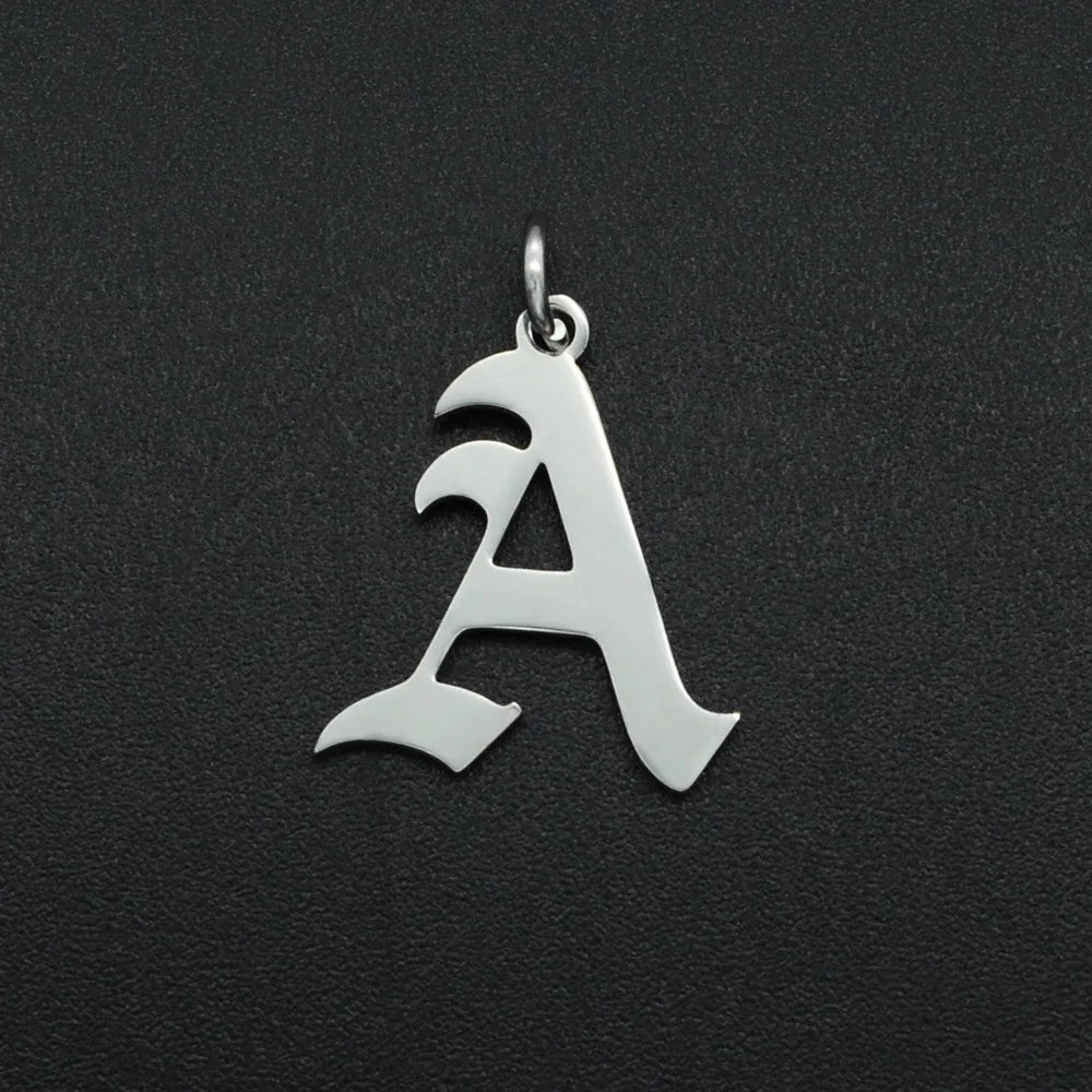 316 Stainless Steel Old English Letter Charms | DIY Alphabet Jewelry Findings for B additional angle