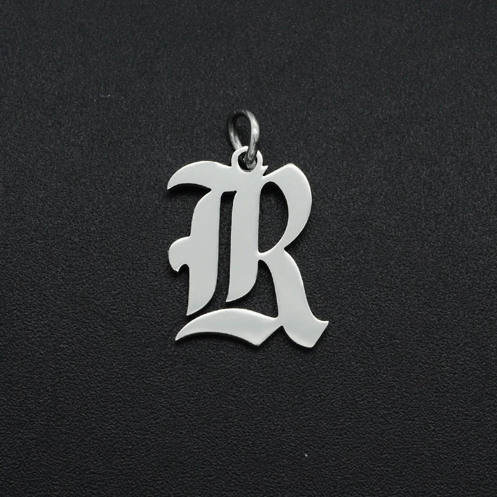 316 Stainless Steel Old English Letter Charms | DIY Alphabet Jewelry Findings for B additional angle