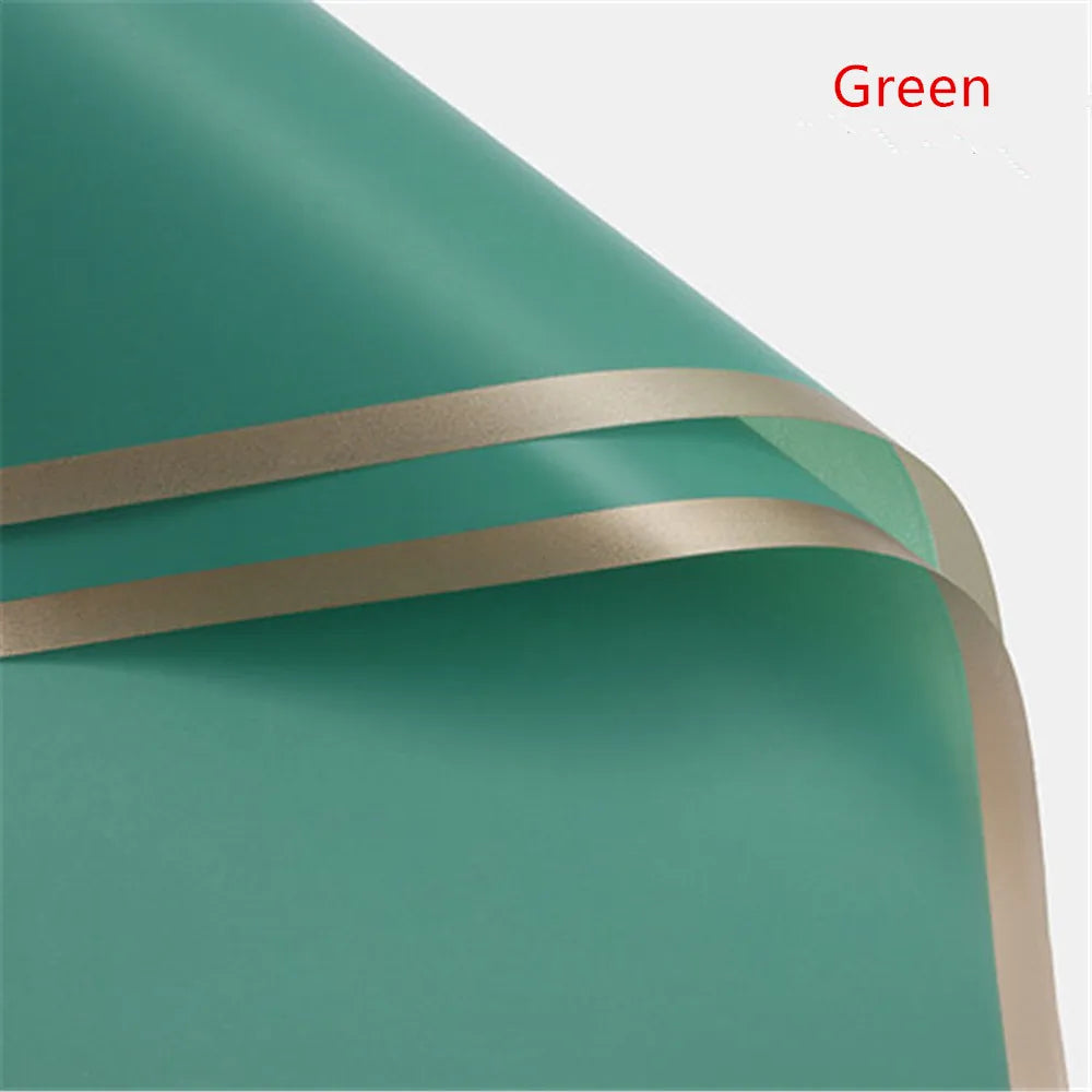 5pcs Flower Wrapping Paper with Golden Border | Korean Style Half Transparent Gift Pac close-up view