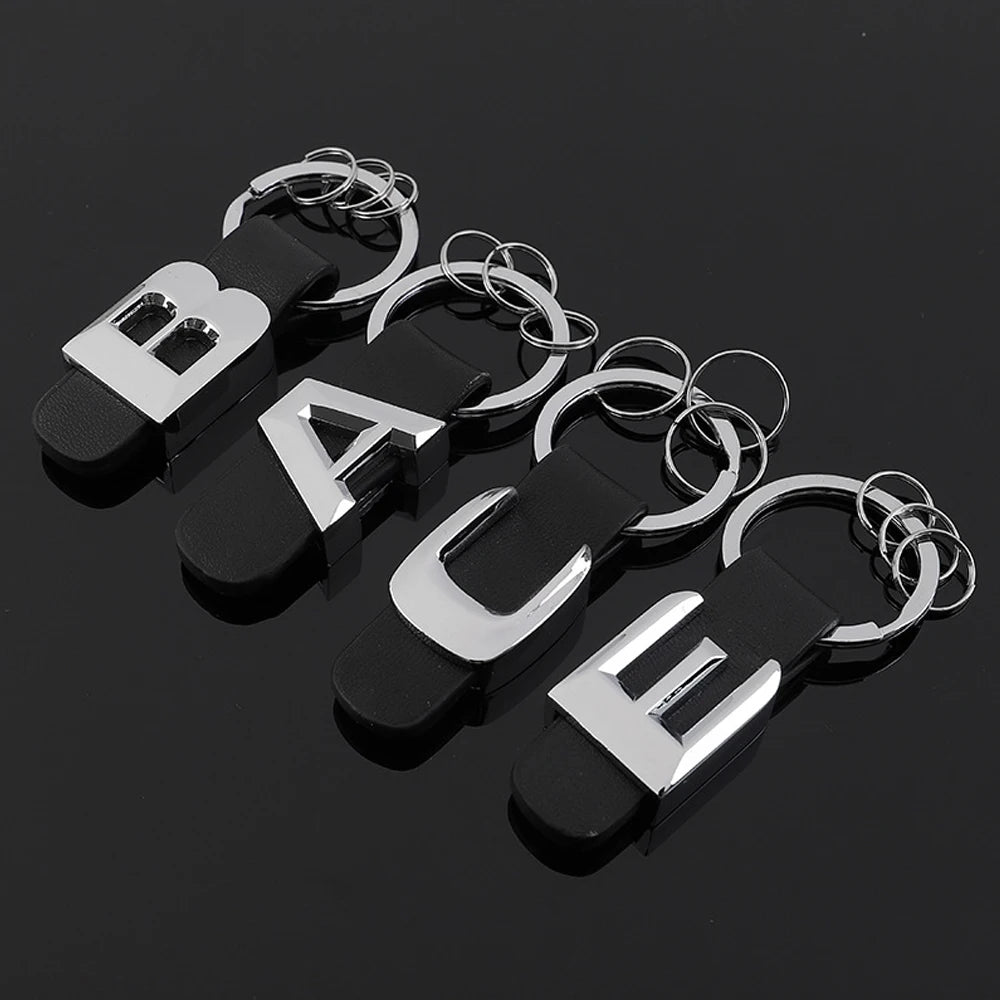 DSYCAR 3D Car Key Chain Metal Letter Leather Strap Keychain | Premium Key Ring for Mer close-up view
