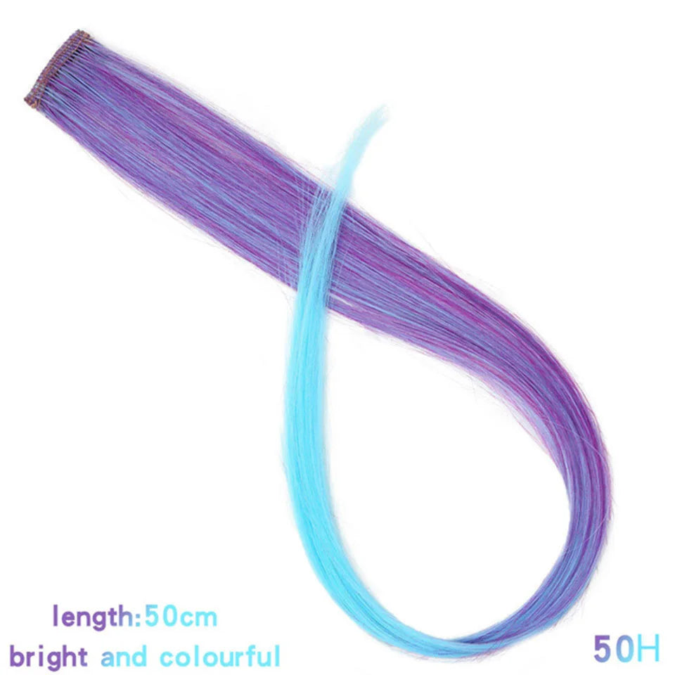 HUAYA Colorful Synthetic Hair Long Straight Hair Strands On Barrettes Clip In Hair Extensions Kanekalons Fake Hair Pins