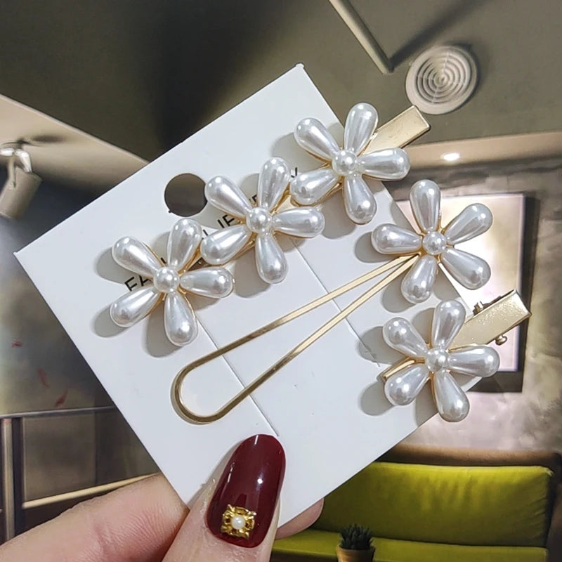 3/4pcs Set Pearl Hair Clip For Women Korean Hairpins Geometric Crystal Hair Barrettes Girl Hairgrip Hair Accessories