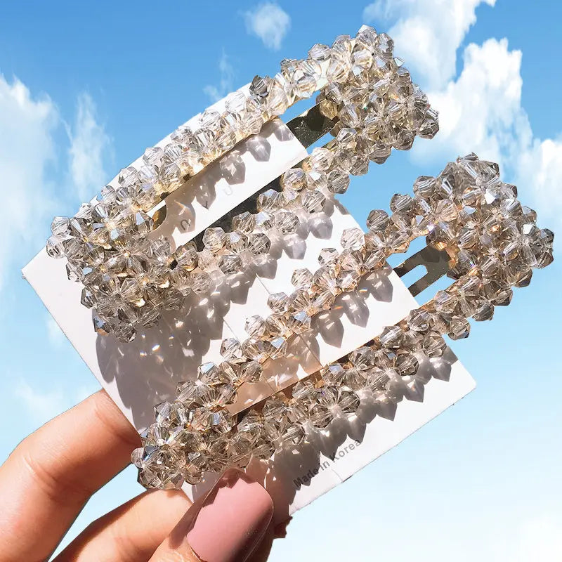 Fashion Women Rhinestone Hair Clips Full Crystal Hairclip Metal Ponytail Holder Hairpins Hair Accessories For Women
