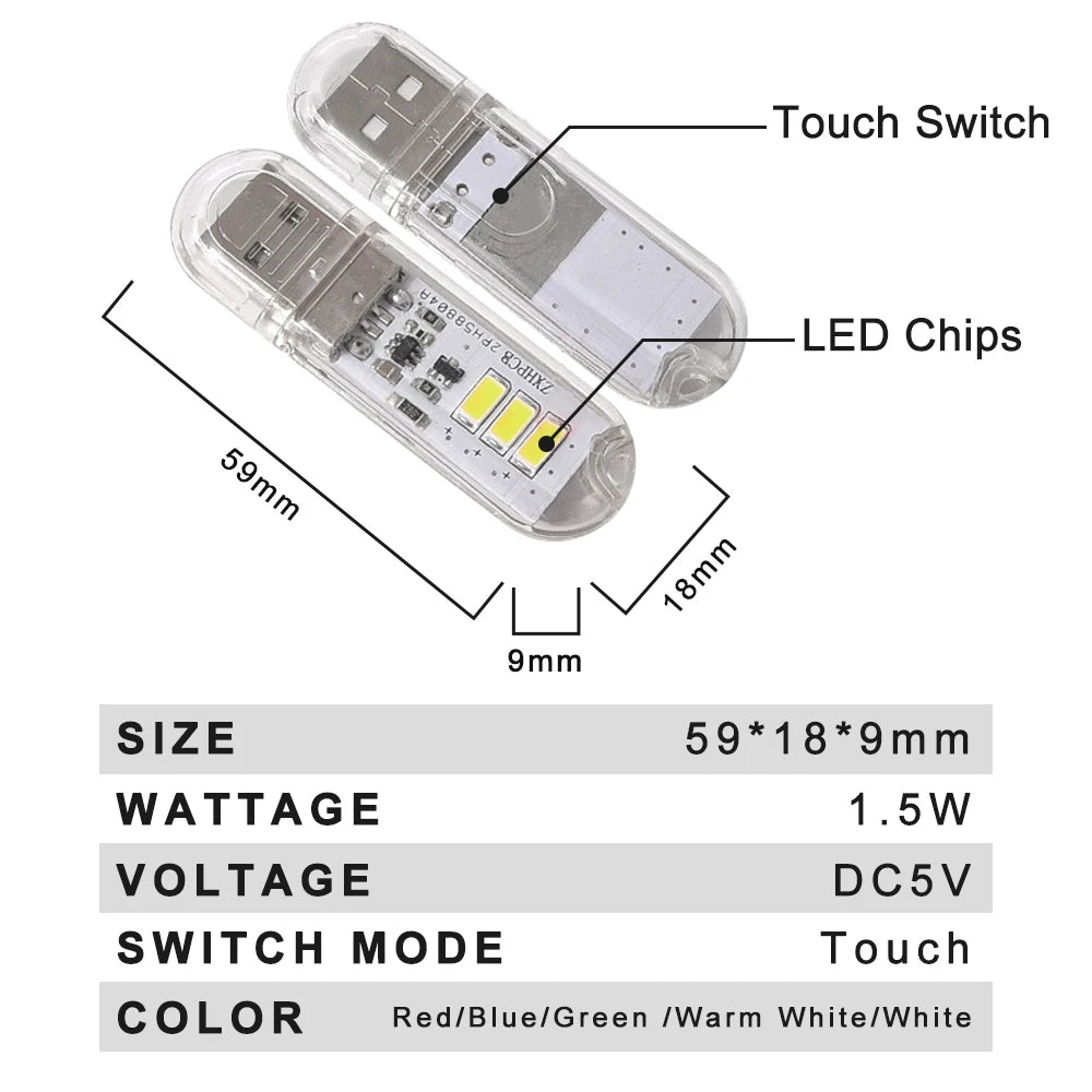 Portable USB LED Book Light | Touch Switch Reading Lamp alternate view