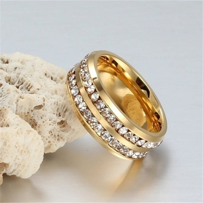 Fashion Couple Rings Women Marquise Cut Crystal CZ Ring Men's Two Rows CZ Stone Stain lifestyle view