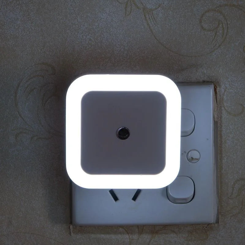 Wireless Sensor LED Night Light | Mini Square Plug-in Lamp for Baby, Kids, Living Room close-up view