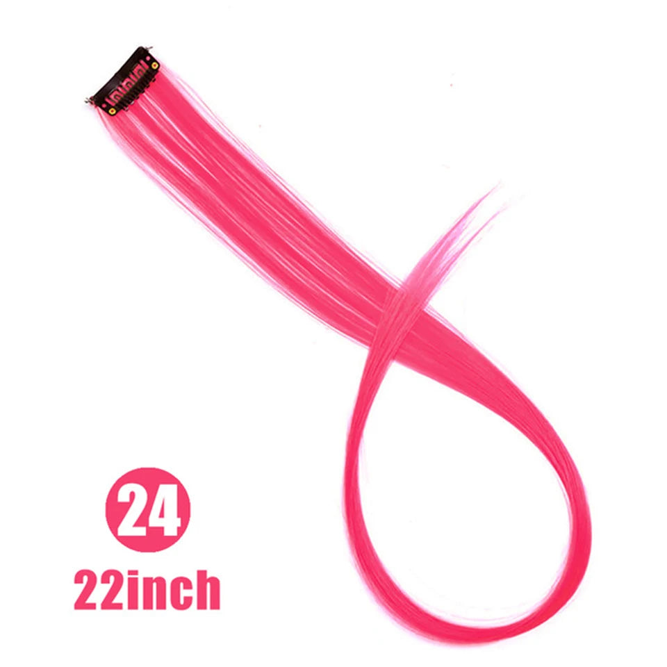 HUAYA Colorful Synthetic Hair Long Straight Hair Strands On Barrettes Clip In Hair Extensions Kanekalons Fake Hair Pins