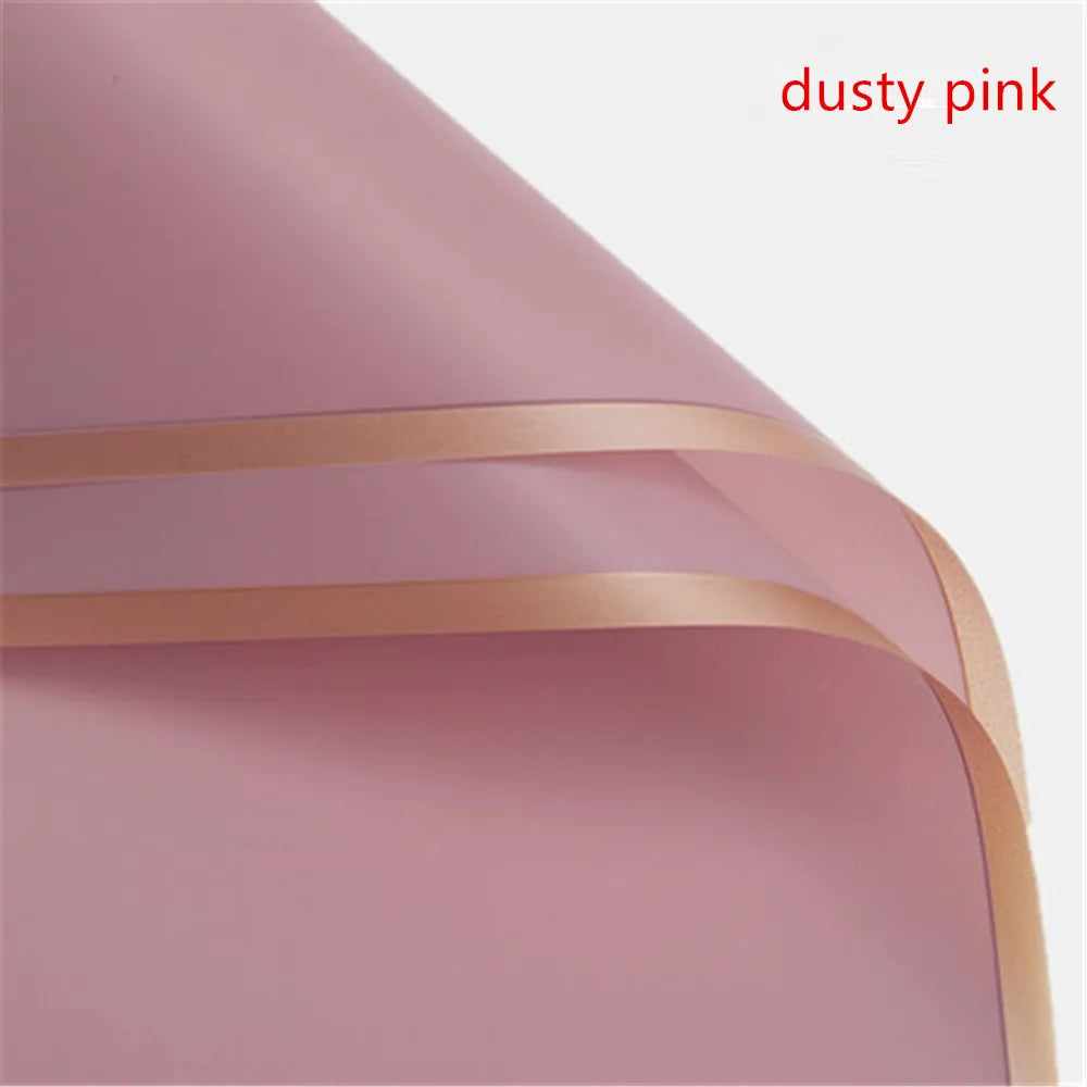 5pcs Flower Wrapping Paper with Golden Border | Korean Style Half Transparent Gift Pa alternate view
