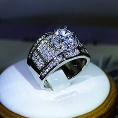 925 Sterling Silver Hot Luxury AAA White Zircon Engagement Rings For Women Men Trendy alternate view