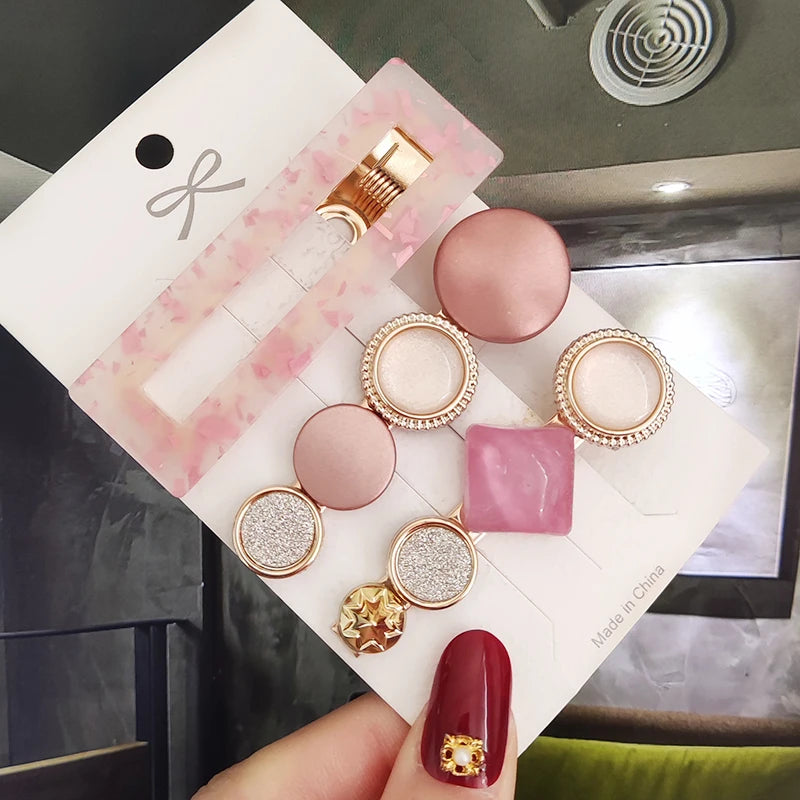 3/4pcs Set Pearl Hair Clip For Women Korean Hairpins Geometric Crystal Hair Barrettes Girl Hairgrip Hair Accessories