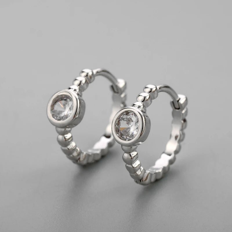 ANENJERY CZ Zircon Circle Hoop Earrings for Women Men Punk Trendy Party Accessories Fash detail view