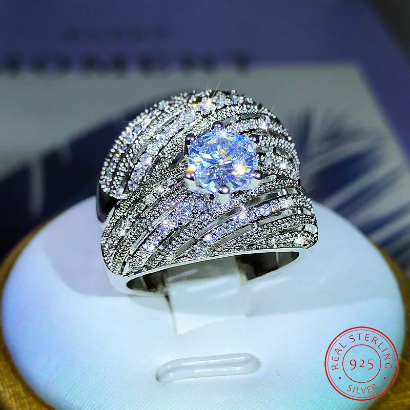 Luxury Double Set Ring High-Grade Zircon Plated Real Gold Men's And Women's Rings Party Wedding Jewe