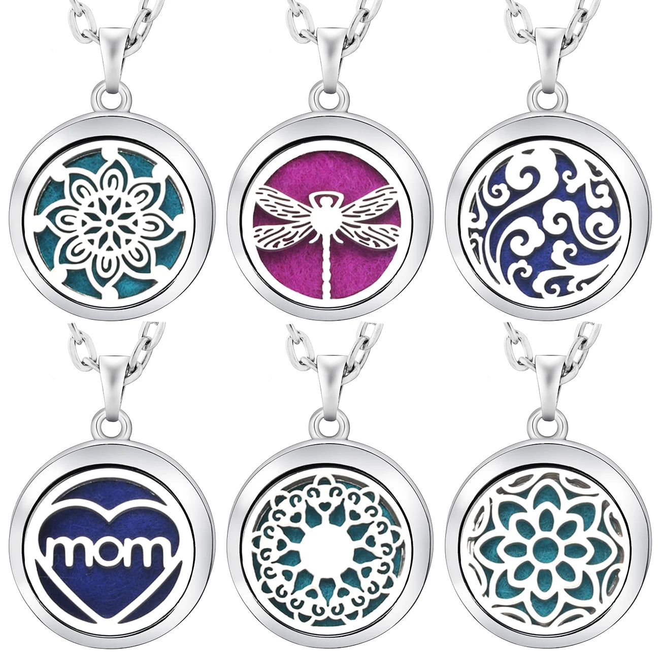 Heart-Shaped Aromatherapy Essential Oil Diffuser Necklace Stainless Steel High Quality Dragonfly Per