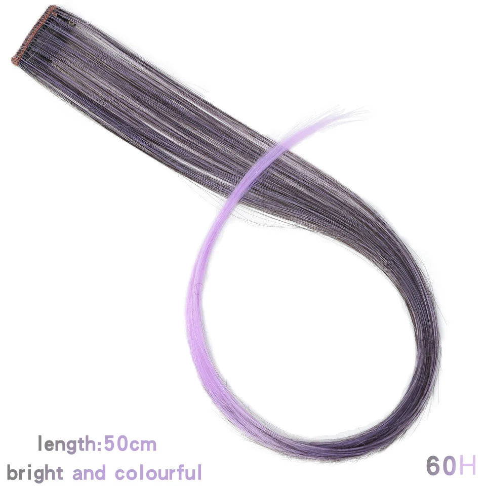 Clip In Rainbow Highlight Hair Extensions | Pink Synthetic Hair Strands detail view