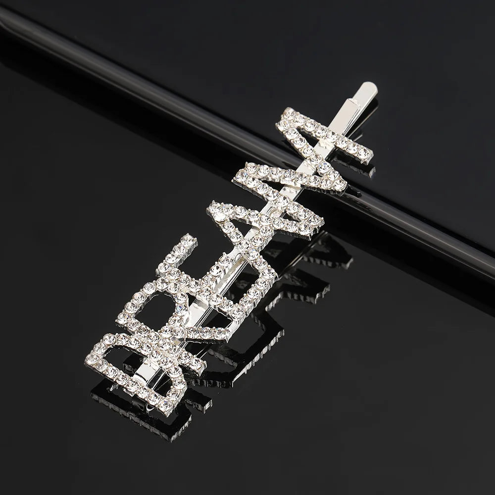 Simple Letter Rhinestone Hairpins Women Hair Clips Pins Barrettes Accessories For Wom alternate view