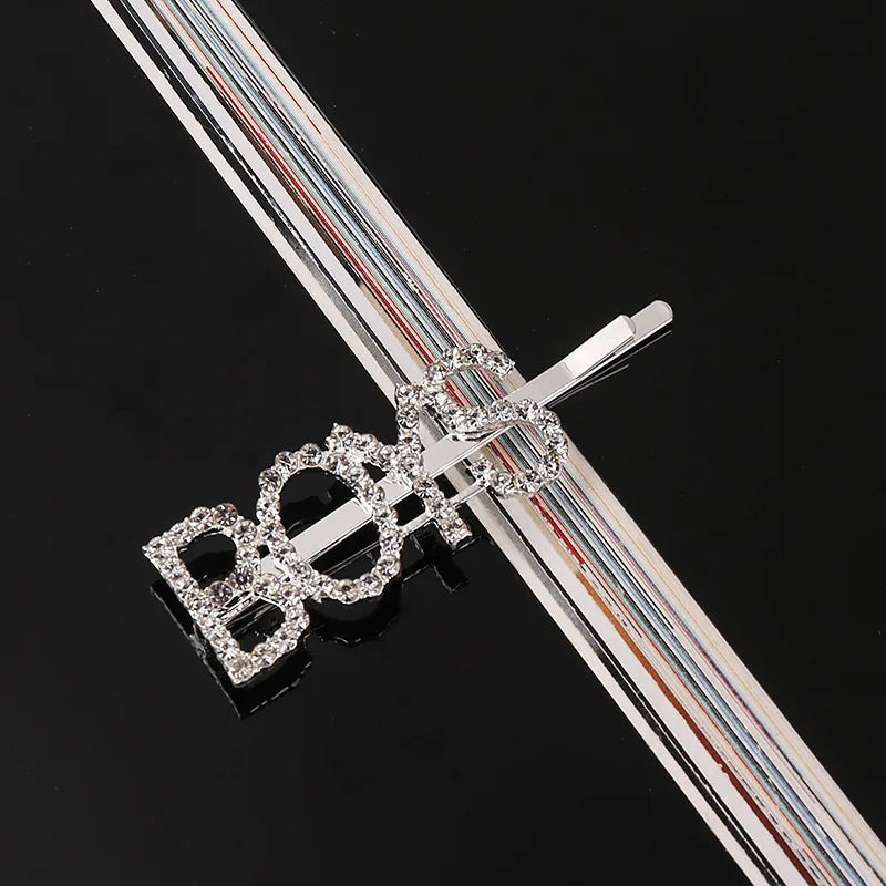 Simple Letter Rhinestone Hairpins Women Hair Clips Pins Barrettes Accessories For Wom lifestyle view