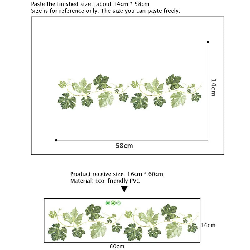 Green Leaf Vine Wall Sticker | Modern Home Decor Mural for Bedroom Living Room alternate view