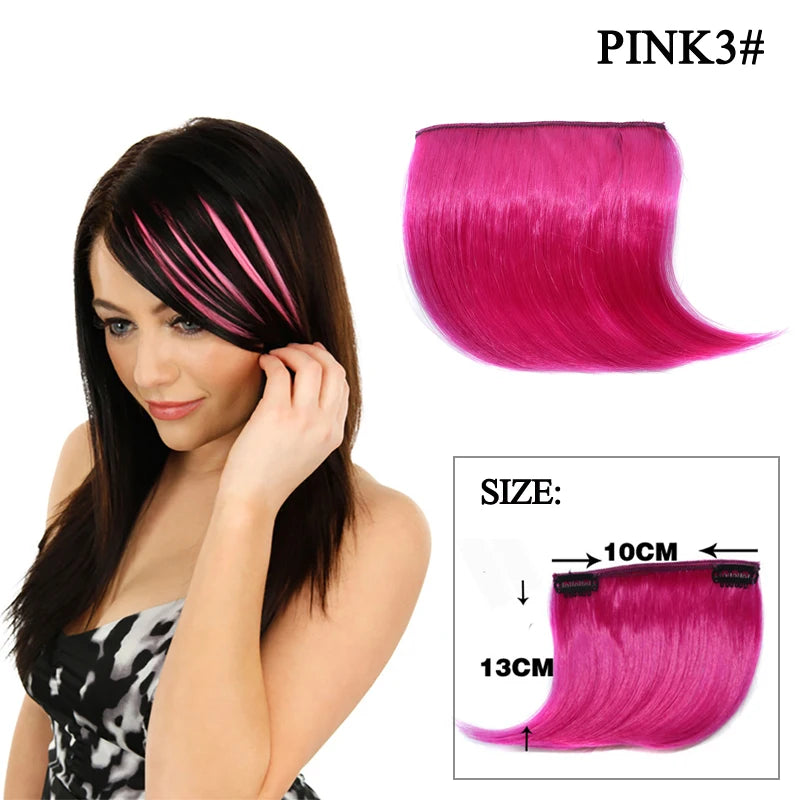 Colorful Clip In Bangs Hair Extensions | High Temperature Fiber Hair Pieces for Women detail view