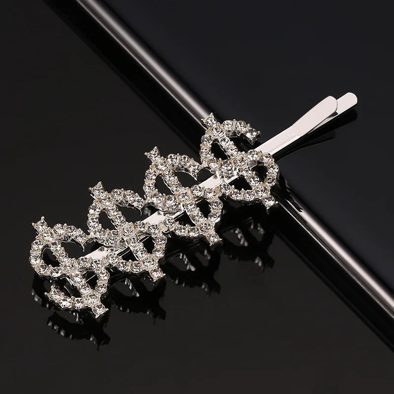 Simple Letter Rhinestone Hairpins Women Hair Clips Pins Barrettes Accessories For Women detail view