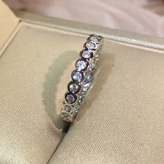925 Sterling silver Single Row Pave AAAAA cz Eternity Promise ring Engagement Wedding alternate view