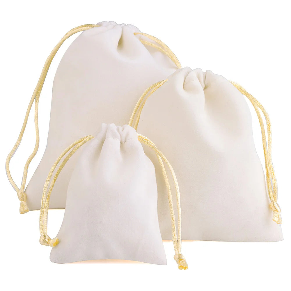 10pcs Drawstring Velvet Jewelry Gift Bags | Soft Plush Multi-Color Pouches for Wedding close-up view