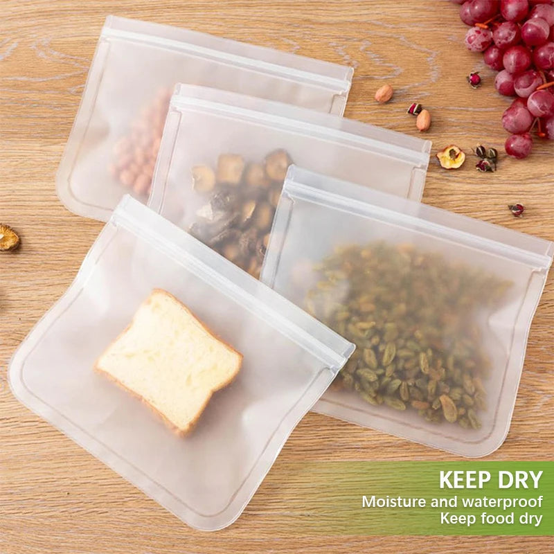 Silicone Food Storage Bag Reusable Stand Up Zip Shut Bag Sealed Leakproof Container additional angle