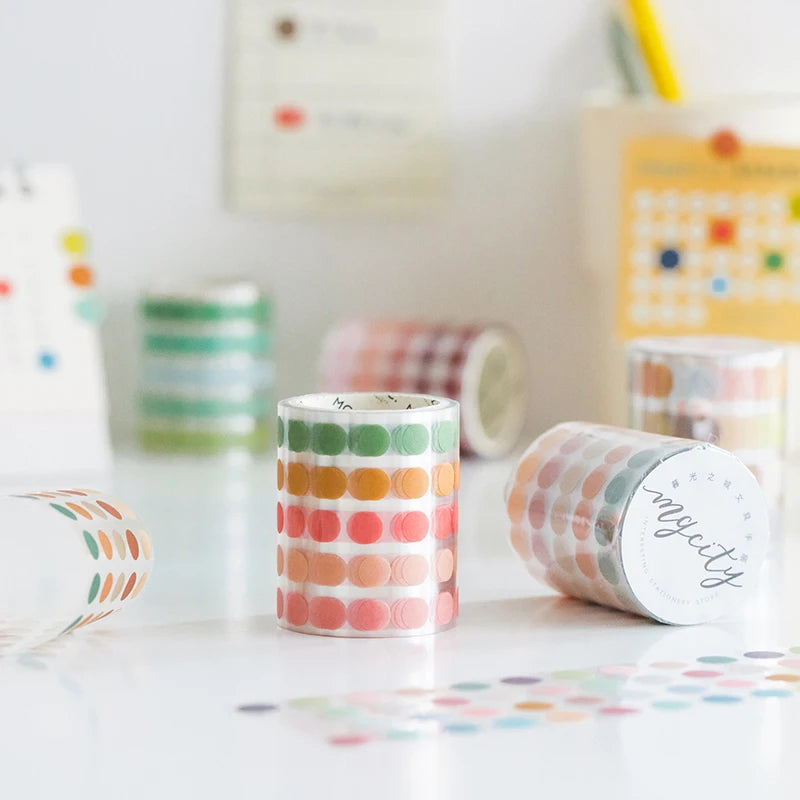 Color Dot Washi Tape Set | Decorative Masking Tape for DIY Scrapbooking close-up view