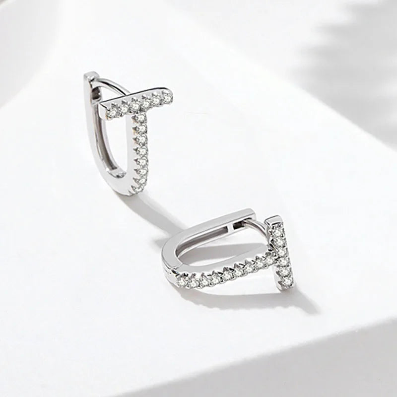ANENJERY CZ Zircon Circle Hoop Earrings for Women Men Punk Trendy Party Accessories Fash detail view