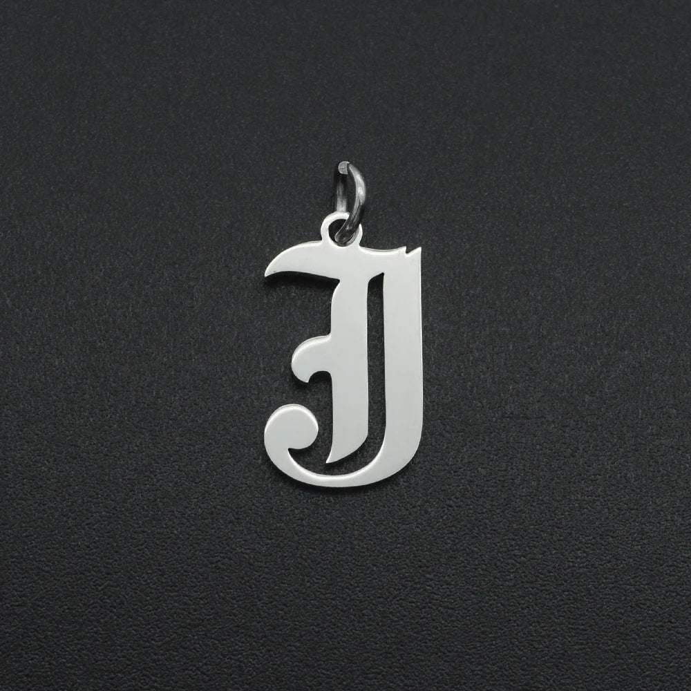 316 Stainless Steel Old English Letter Charms | DIY Alphabet Jewelry Findings for Brac close-up view