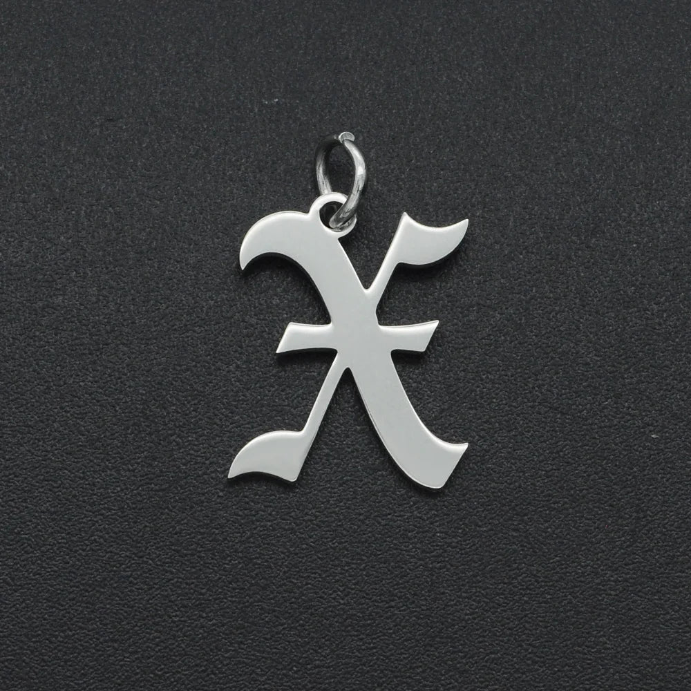 316 Stainless Steel Old English Letter Charms | DIY Alphabet Jewelry Findings for Bra alternate view